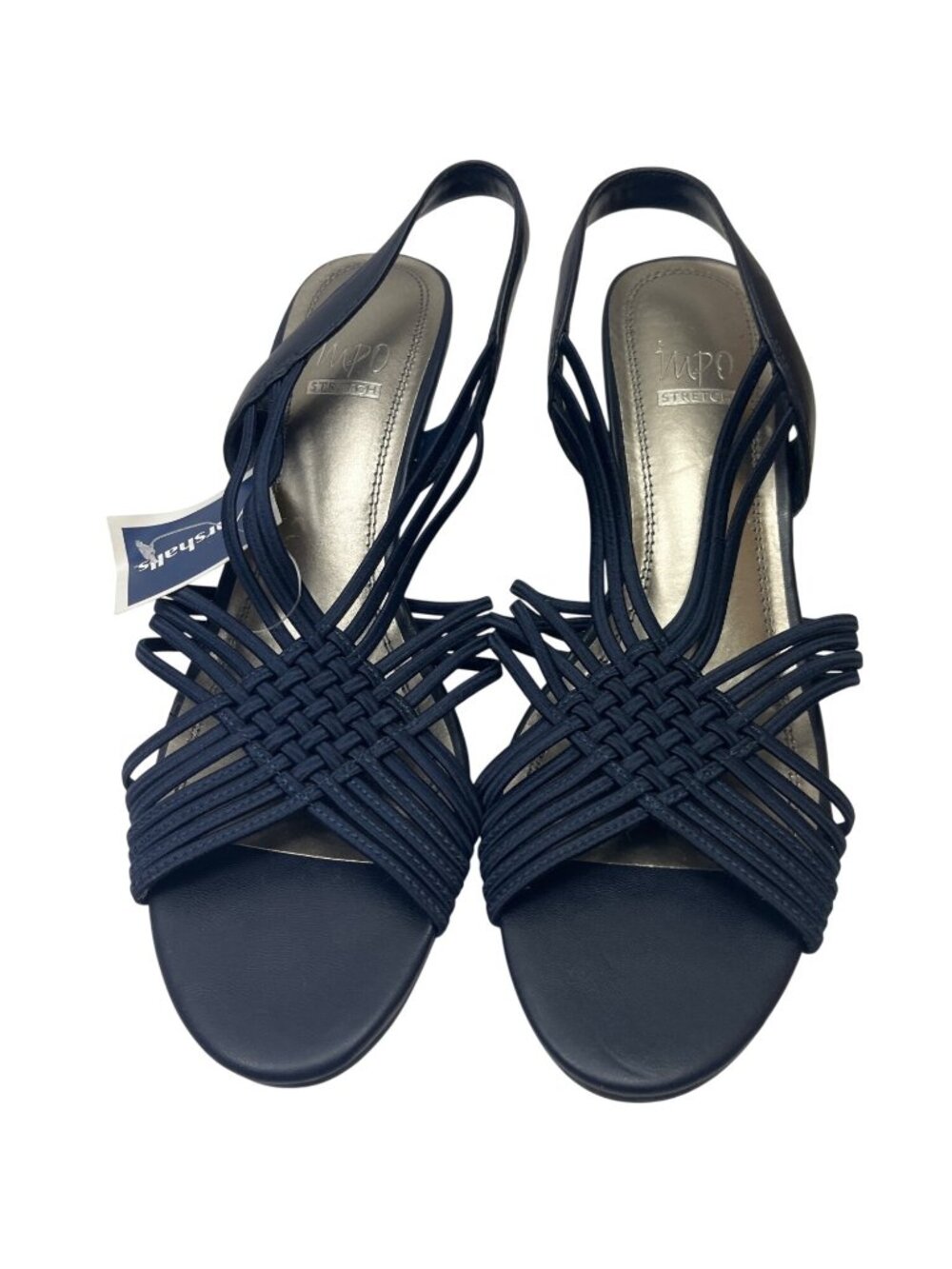 Impo Elsa Navy Woven Slingback Sandals 9M Stretch Low Heel Comfortable Summer Sh